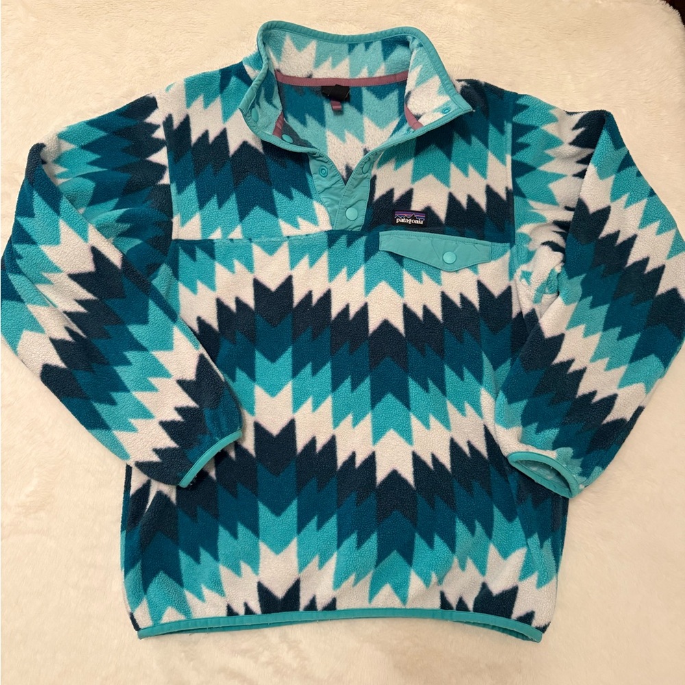 Patagonia Synchilla Teal and Cream Fleece